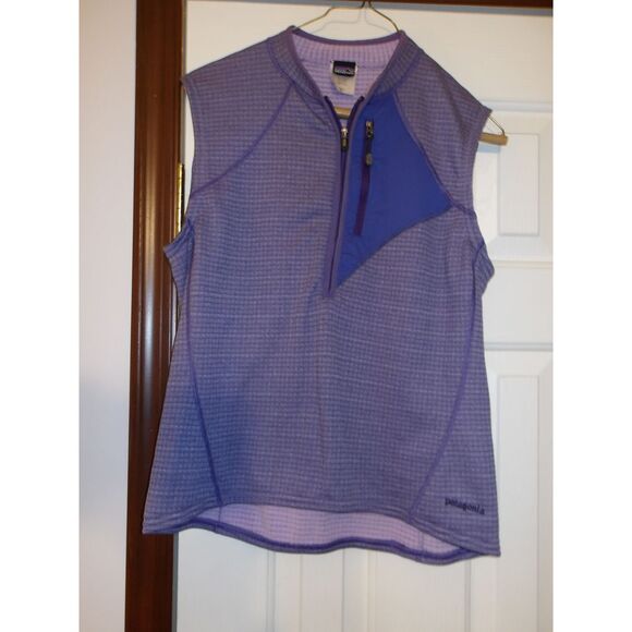 Patagonia Polartec Grid Fleece‎ Sleeveless Vest Quarter Zip Athletic Purple - Picture 1 of 4